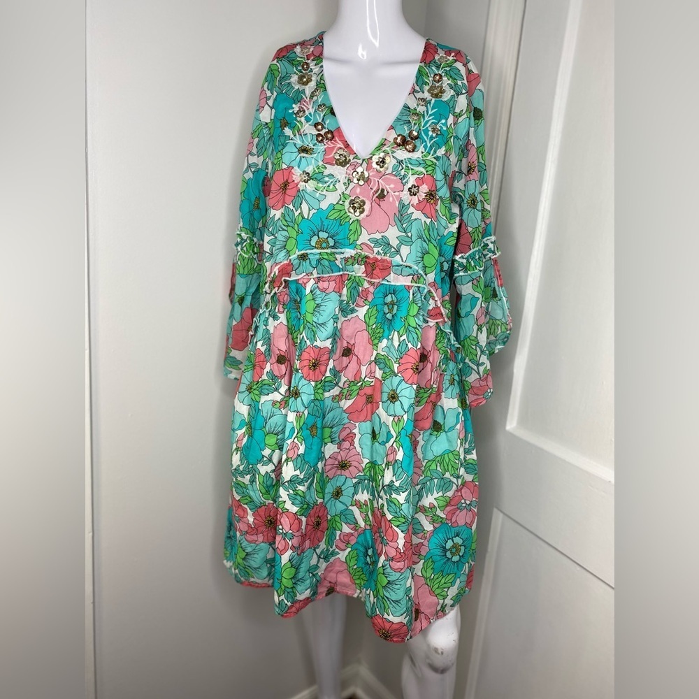 BOSTON PROPER NWT Bouquet of Summer Peasant Dress - Picture 3 of 11